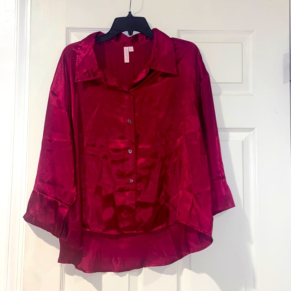 Satin Pajama Botton Down Shirt